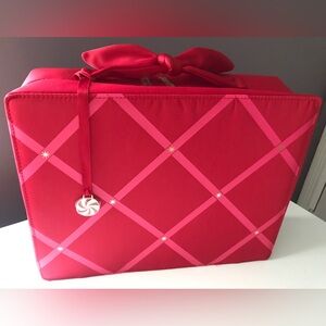 New Estee Lauder Makeup Cosmetic Bag TRAIN CASE RED 2021